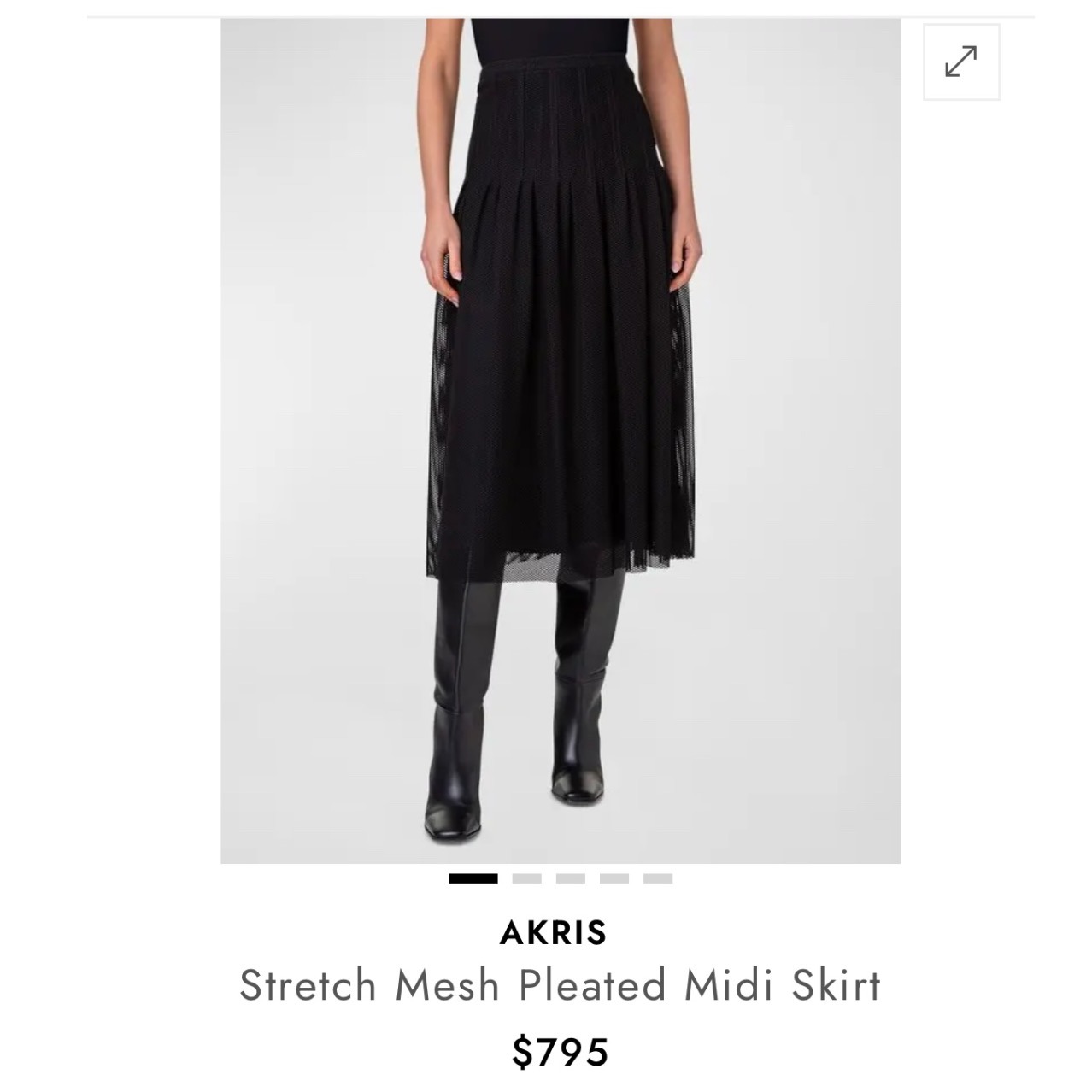 Akris Punto Stretch Mesh Pleated Midi Skirt Black Fitted High Rise Back Zip